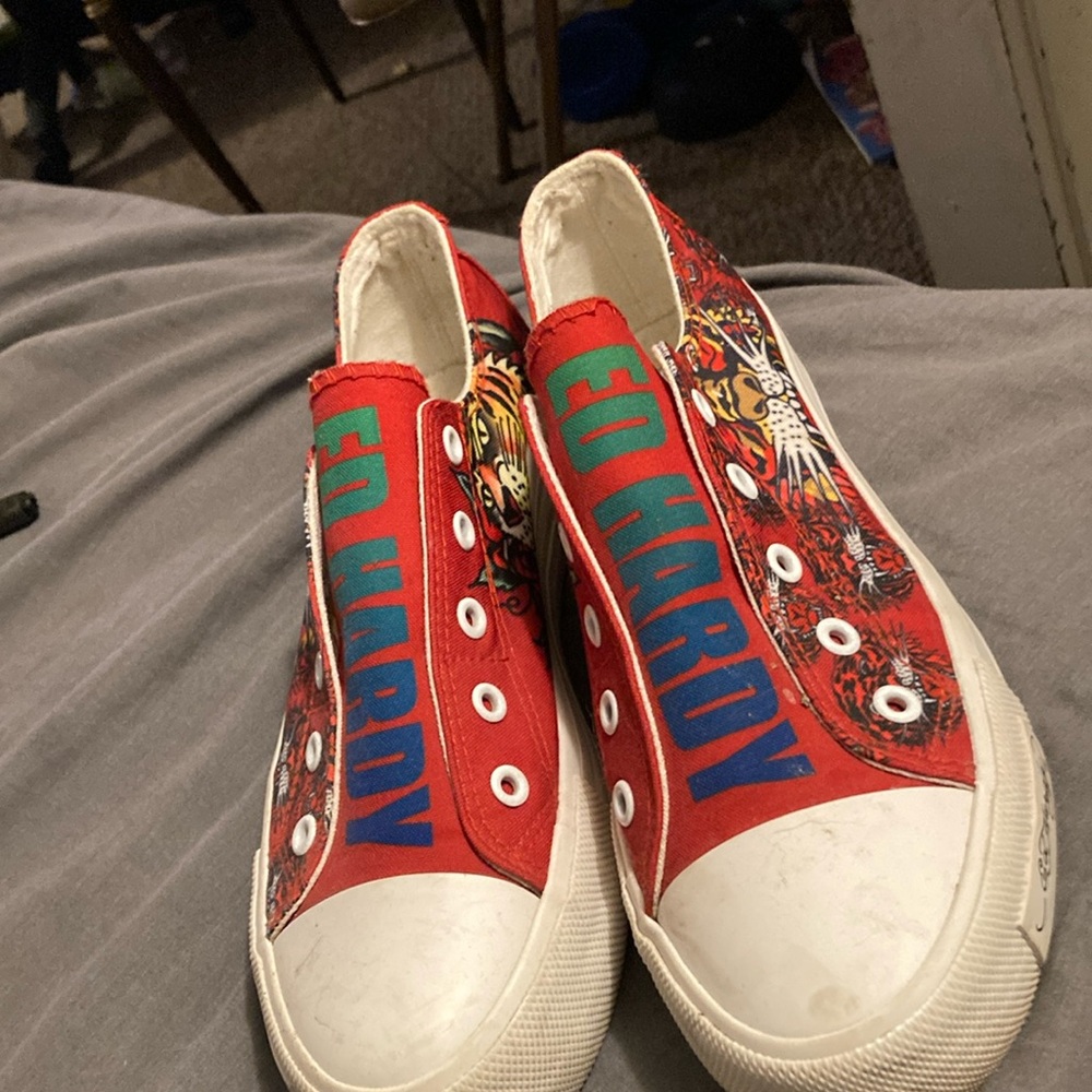 Ed Hardy Kids Red and Blue Graphic Sneakers